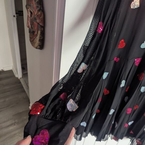 Blackmilk - XXL I Heart Sequins Black Sheer Romance Dress - Picture 4 of 9